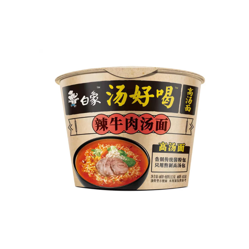 BAIXIANG BaiXiang Bowl Instant Noodle Artificial Spicy Beef Soup Flavor 107g - Panda-Panda Asia Shop by JEN
