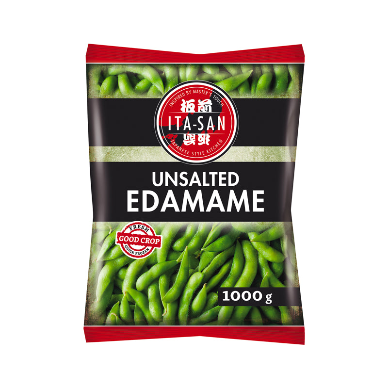 ITA-SAN Edamame, Sojabohnen in Schote ungesalzen, blanchiert 1kg - Panda-Panda Asia Shop by JEN