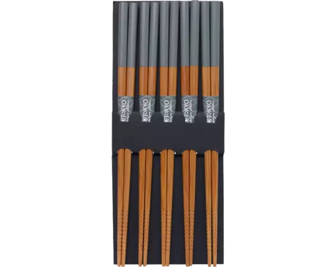 TOKYO DESIGN STUDIO Essstäbchen aus Bambus, grau – 5 Paar - Panda-Panda Asia Shop by JEN