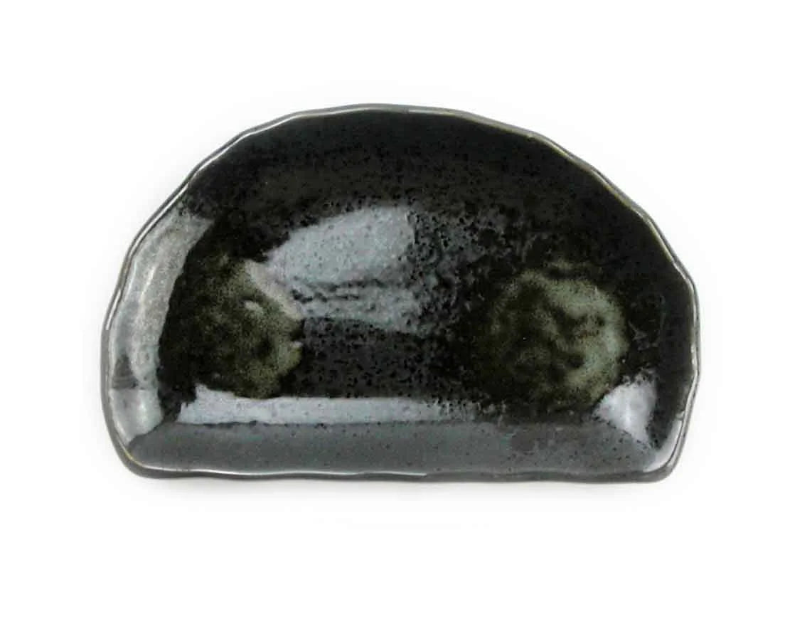Teller | Halbrund Porzellan¦ Schwarz-Gold¦ 21x12,5 CM