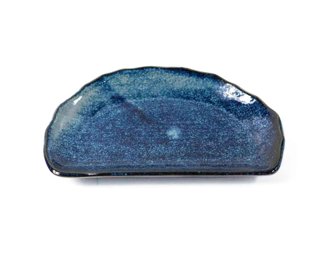 Teller | halbrund Porzellan | blau | 20x7 CM