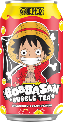 BOBBASAN Bubble Tea, One Piece, Erdbeer & Pfirsich, Luffy 320ml - Panda-Panda Asia Shop by JEN