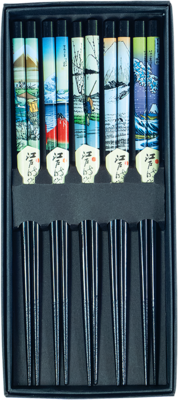 JADE TEMPLE Essstäbchen Set 5er schwarz, Holz, Japanese Style - Panda-Panda Asia Shop by JEN
