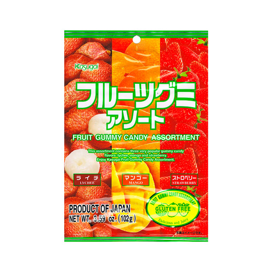 KASUGAI Fruchtgummi Mischung Litschi, Mango, Erdbeere 102g - Panda-Panda Asia Shop by JEN