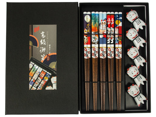 GOLDEN TURTLE Ess-Stäbchen mit Glückskatzen - Panda-Panda Asia Shop by JEN