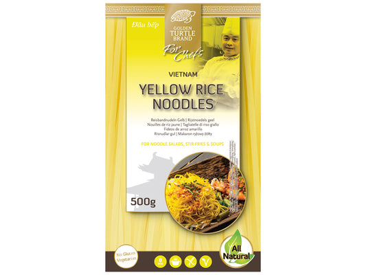 GOLDENTURTLEFORCHEFS Reisbandnudeln gelb 3mm 500g - Panda-Panda Asia Shop by JEN