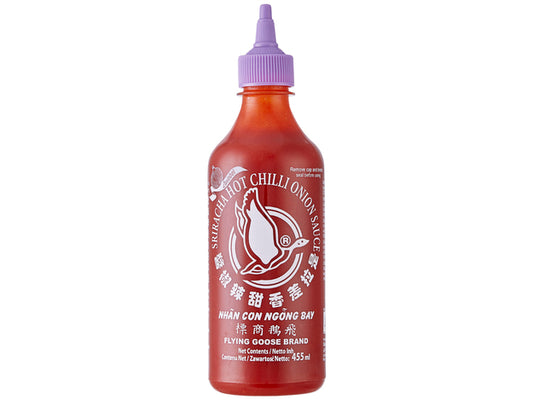 FLYING GOOSE Sriracha Chilisauce mit Zwiebeln 455ml - Panda-Panda Asia Shop by JEN