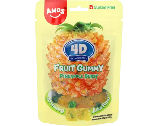 AMOS 4D Fruchtgummibärchen Saftiger Geschmack - Ananas 65g