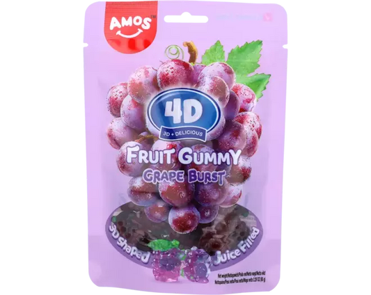 AMOS 4D Fruchtgummibärchen Juicy Burst – Traube 65g