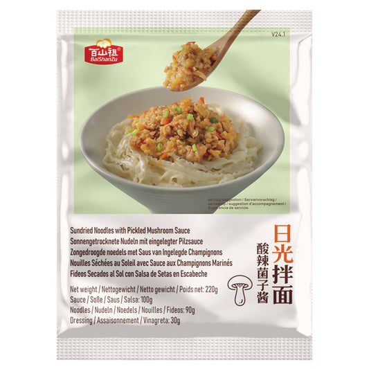 BAISHANZU Sonnengtrocknete Nudeln mit eingelegter Pilz soße 180g - Panda-Panda Asia Shop by JEN