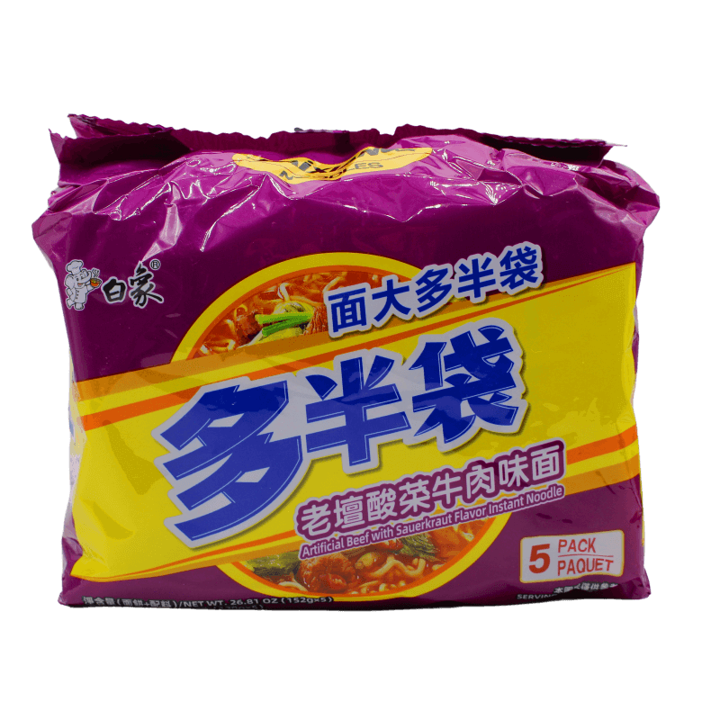 BAIXIANG BaiXiang Instant Noodle Artificial Beef with Sauerkraut Flavor 475g - Panda-Panda Asia Shop by JEN