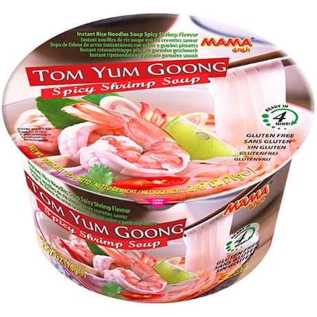 MAMA Instant-Bowl-Reisnudeln, Shrimps, würzig Tom Yum Goong 70g - Panda-Panda Asia Shop by JEN