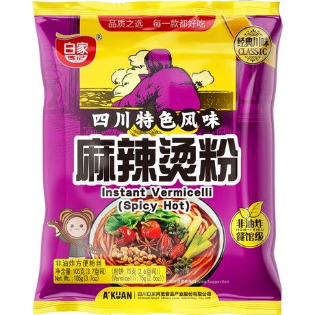 BAIJIA Instantreisnudeln Hot & Spicy 105g - Panda-Panda Asia Shop by JEN