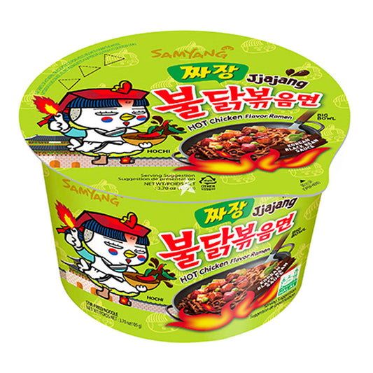 SAMYANG Buldak - Instant Nudeln Scharfes Huhn Chacharoni-Sojabohnen Becher 105g - Panda-Panda Asia Shop by JEN