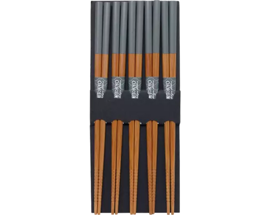 TOKYO DESIGN STUDIO Essstäbchen aus Bambus, grau – 5 Paar - Panda-Panda Asia Shop by JEN