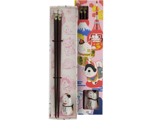 TOKYO DESIGN STUDIO Essstäbchen-Geschenkset und Rest Lucky Cat (B) - Panda-Panda Asia Shop by JEN