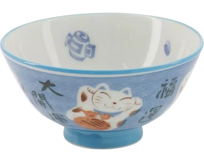 TOKYO DESIGN STUDIO Kawaii Schüssel, Lucky Cat Blau (300 ml)