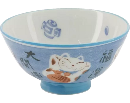 TOKYO DESIGN STUDIO Kawaii Schüssel, Lucky Cat Blau (300 ml)