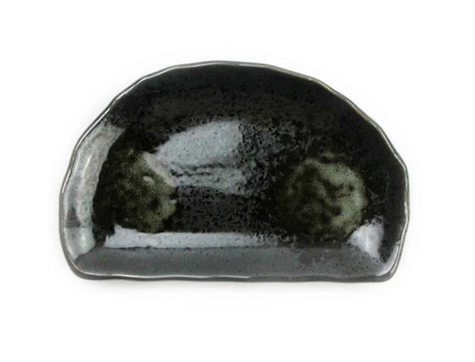 Teller | Halbrund Porzellan¦ Schwarz-Gold¦ 21x12,5 CM