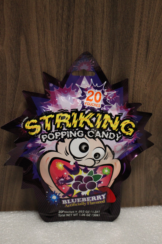 STRIKING Knallbonbons – Blaubeere – Streifen 30g
