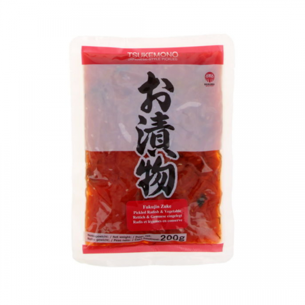 DARUMA GOURMET (K)Fukujinzuke Kobukuro 200g Eingelegte Gurken & Rettich (Ingwer, Perilla, Sesam), geschn. (rot) - Panda-Panda Asia Shop by JEN