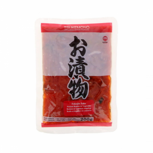 DARUMA GOURMET (K)Fukujinzuke Kobukuro 200g Eingelegte Gurken & Rettich (Ingwer, Perilla, Sesam), geschn. (rot) - Panda-Panda Asia Shop by JEN