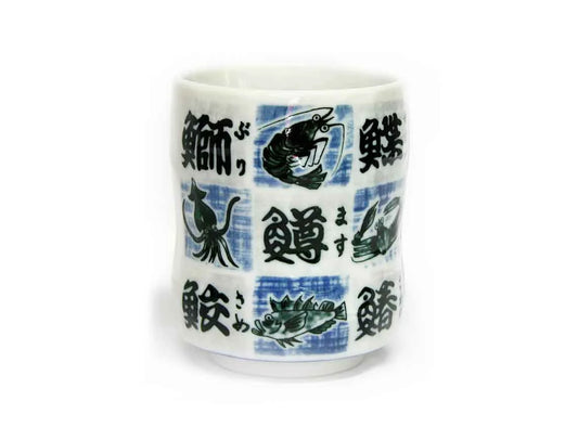 TAISAN Teebecher mit Schrift und Fisch Dia:8,3xH:10,3cm 350ml - Panda-Panda Asia Shop by JEN
