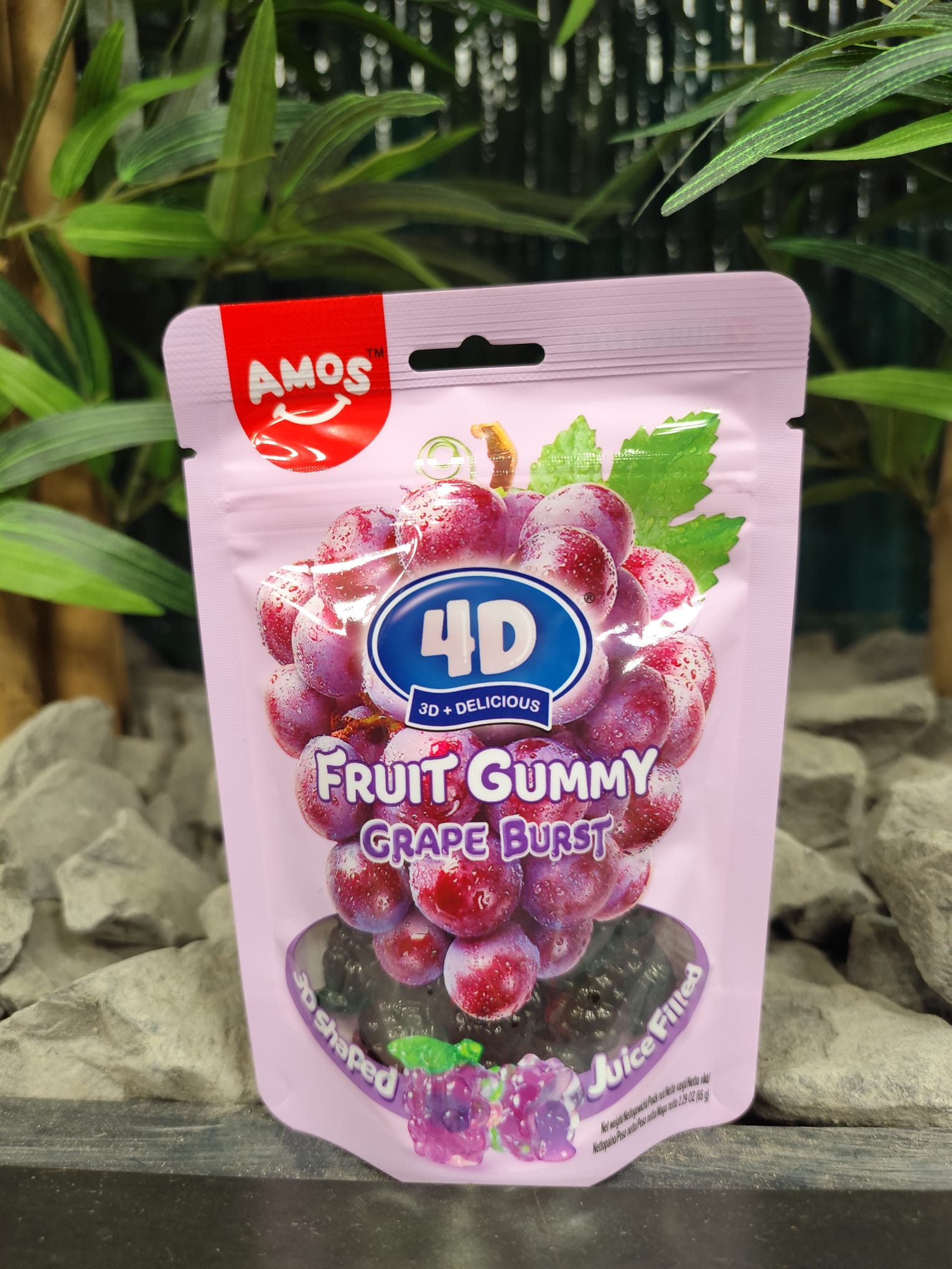 AMOS 4D Fruchtgummibärchen Juicy Burst – Traube 65g