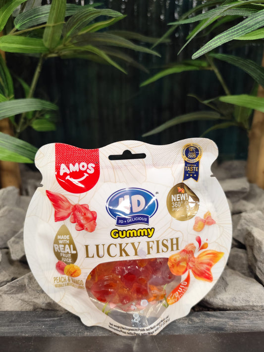 AMOS 4D Gummibärchen-Glücksfische – Pfirsich & Mango 60g