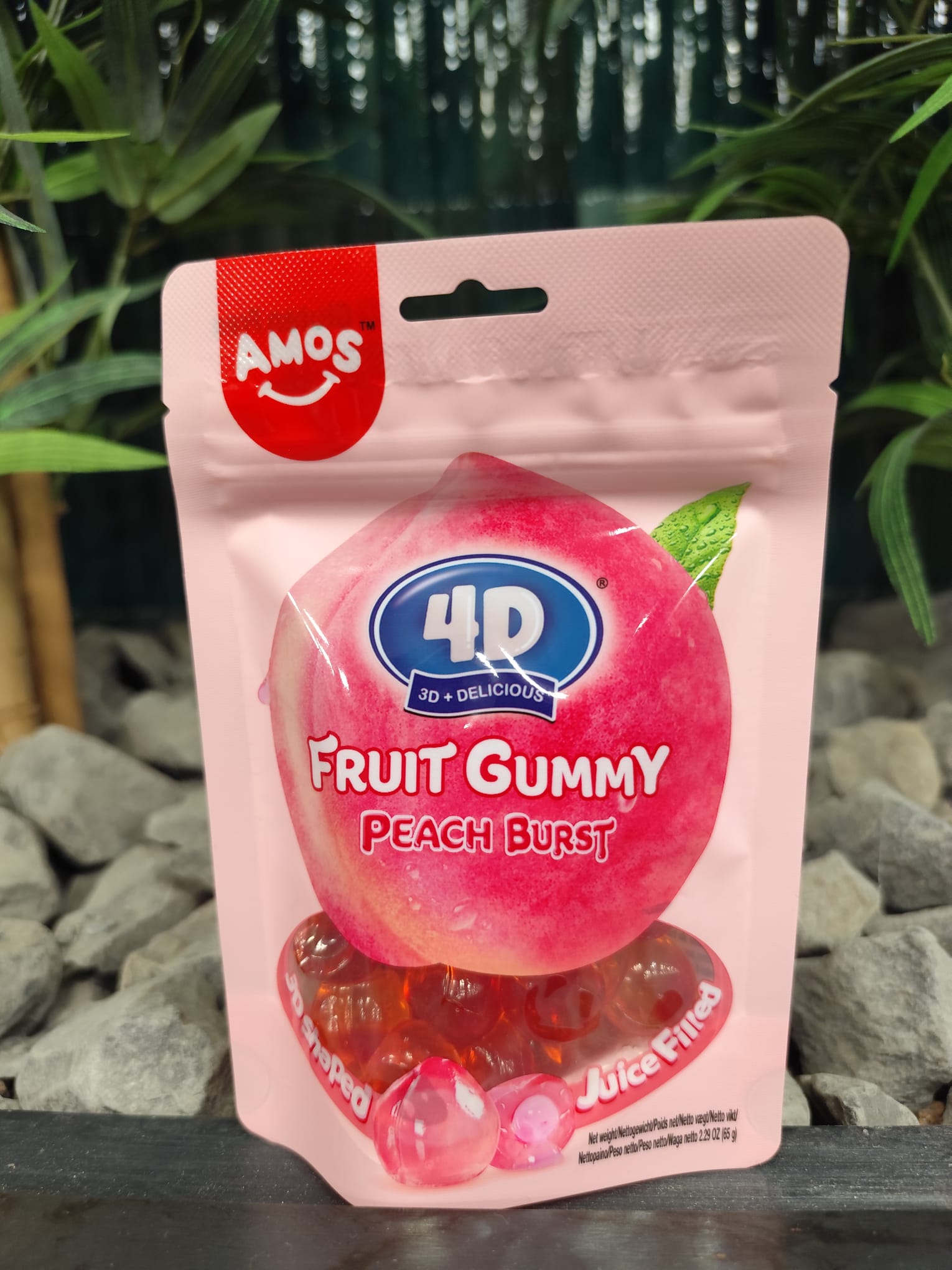 AMOS 4D Fruchtgummibärchen Juicy Burst – Pfirsich 65g