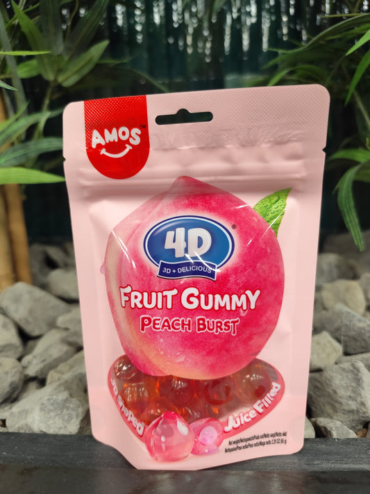 AMOS 4D Fruchtgummibärchen Juicy Burst – Pfirsich 65g