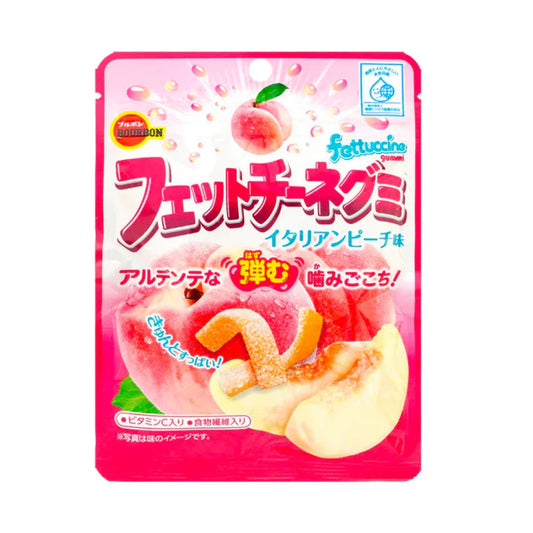 JP BourbonBr Fettuccine Gummi Peach Fl 50g - Panda-Panda Asia Shop by JEN