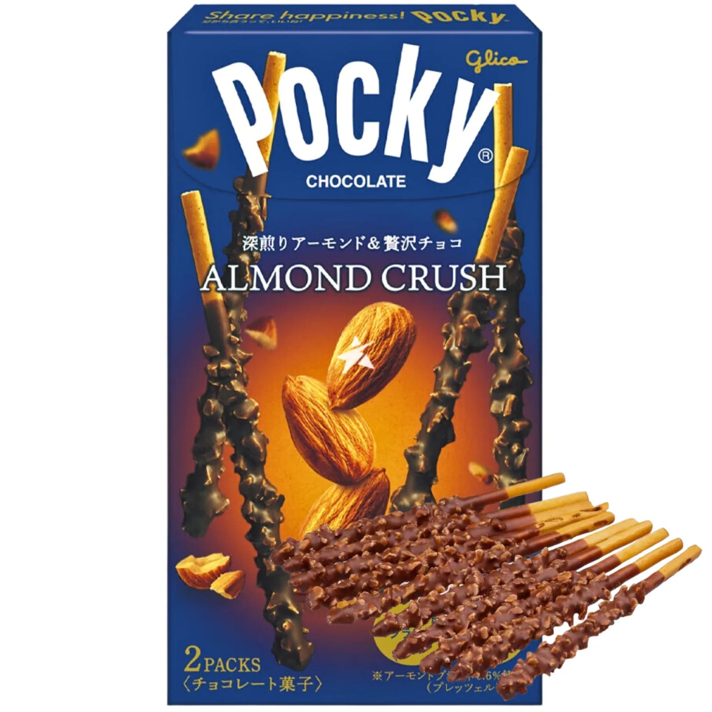 GLICO Pocky Chocolate Tubutubu Almond Crush 55g