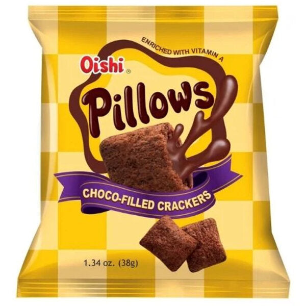 BEAGLEY COPPERMAN Oishi Pillows Choco Filled Crackers 38g - Panda-Panda Asia Shop by JEN