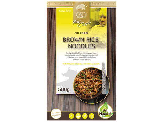 GOLDENTURTLEFORCHEFS Reisbandnudeln braun 3mm 500g - Panda-Panda Asia Shop by JEN